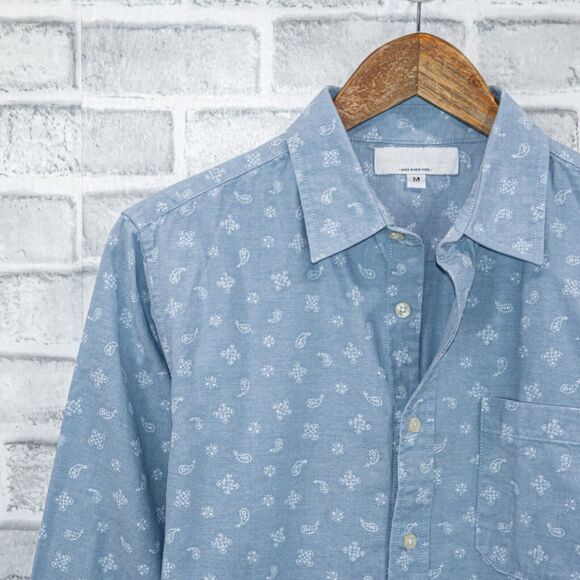 Krammer & Stoudt NY Men's Button up Shirt blue chambray floral print size Medium - Picture 5 of 5
